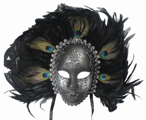 RedSkyTrader Womens Peacock Feathers Large Party Mask