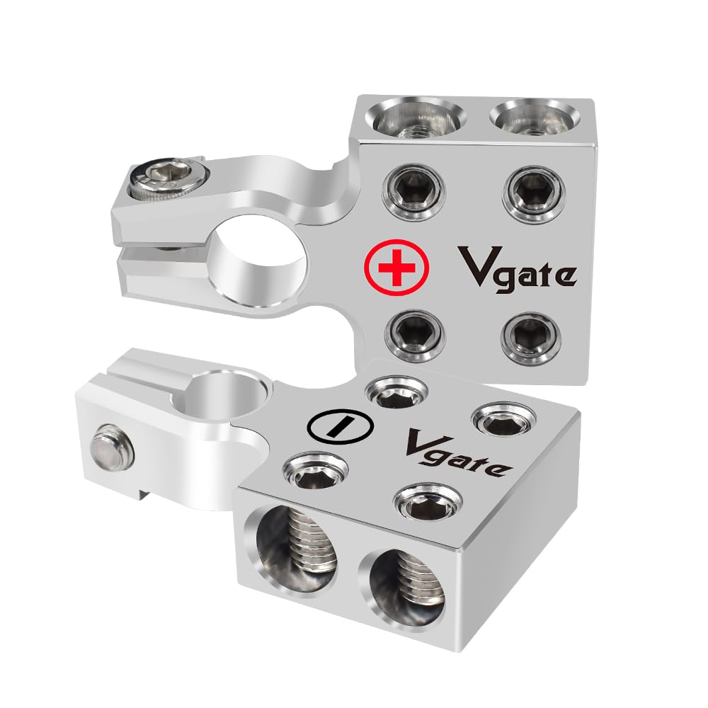 Photo 1 of Vgate Car Battery Terminal Connectors, 4-Way Lead-Acid Battery Terminal, AGM Post Terminal Ends Connect, 2AWG up to 2/0 Wire for SAE/DIN/EN, Compatible with Cars, Vans, Trucks and More