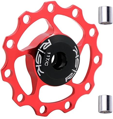 Acekit 11T Aluminum Alloy Bicycle Sealed Bearing Pulley Rear Derailleur Jockey Wheel For Road Bike MTB 7/8/9/10 Speed-Red