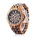 BEWELL W116C Wooden Watch Mens with Date Day Display, Retro Wood Watches with Luminous Hands, Lightweight Wooden Wristwatch