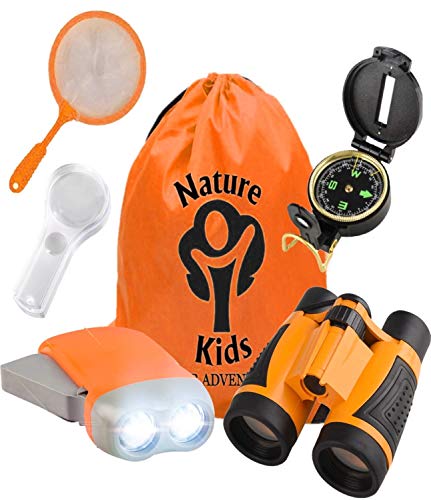 Adventure Kids - Educational Outdoor Children’s Toys - Binoculars, Flashlight, Compass, Magnifying Glass, Butterfly Net & Backpack. Explorer Kit, Great Kidz Gift Set For Birthday, Camping & Hiking