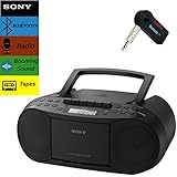 Sony Bluetooth Boombox Bundle – [2] Piece Set Includes Classic Stereo Boombox w/CD/Cassette/Radio &amp; 3.5mm Wireless Bluetooth Receiver; Stream Music From Device Through Any Home or Car Speaker