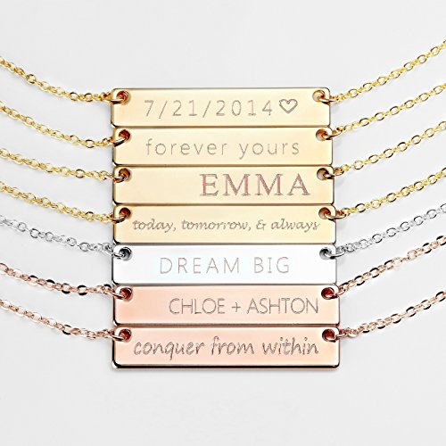 Personalized Necklace Name Plate Bar Gold Necklace Custom Silver Necklace Wedding Bridesmaid Gift Mom - 4N