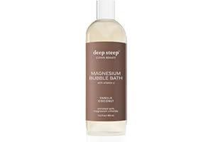 Deep Steep Magnesium Bubble Bath, 15.6 oz – Foaming Soak with Magnesium, Coconut Oil, Aloe, Vitamin C, Shea Butter & Argan Oil – Vegan, Clean Beauty for Stress & Sleep (Vanilla Coconut)