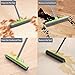 Push Broom - Soft Bristle 59'' Rubber Broom Carpet Sweeper with Squeegee Adjustable Long Handle, Removal Pet Hair