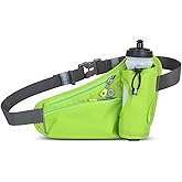 Waterproof Running Waist Bag Cycling Bumbags with Water Bottle Holder Travel Walking Dog Climbing Hiking Outdoor Sport Waist Bag with Reflective Strips(Green)