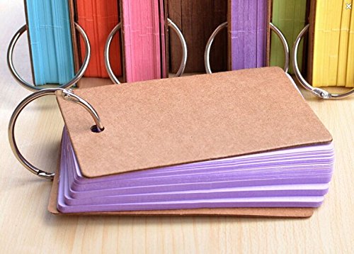 Erlvery DaMain Binder Ring Easy Flip Flash Cards Index Card, 50 Unruled Blank White Pages, 2 Pack (Purple)
