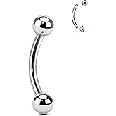 Agrewd Titanium Rook Earrings 16G Silver Rook Piercing Jewelry Cute Eyebrow Rings Surgical Steel Lip Vertical Labret