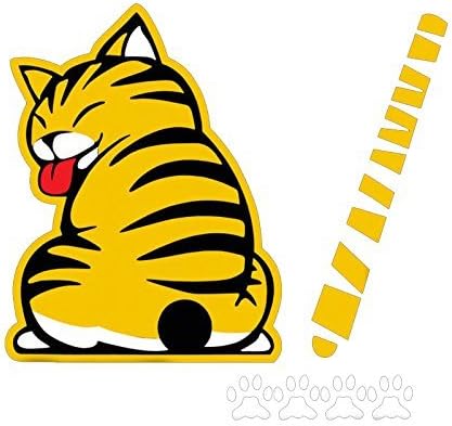 Bloomeet 1 Sheet Personality Car Sticker Lovely Cute Cartoon Cat Moving Tail Rear Stickers Reflective Car Window Wiper Decals Window Decoration