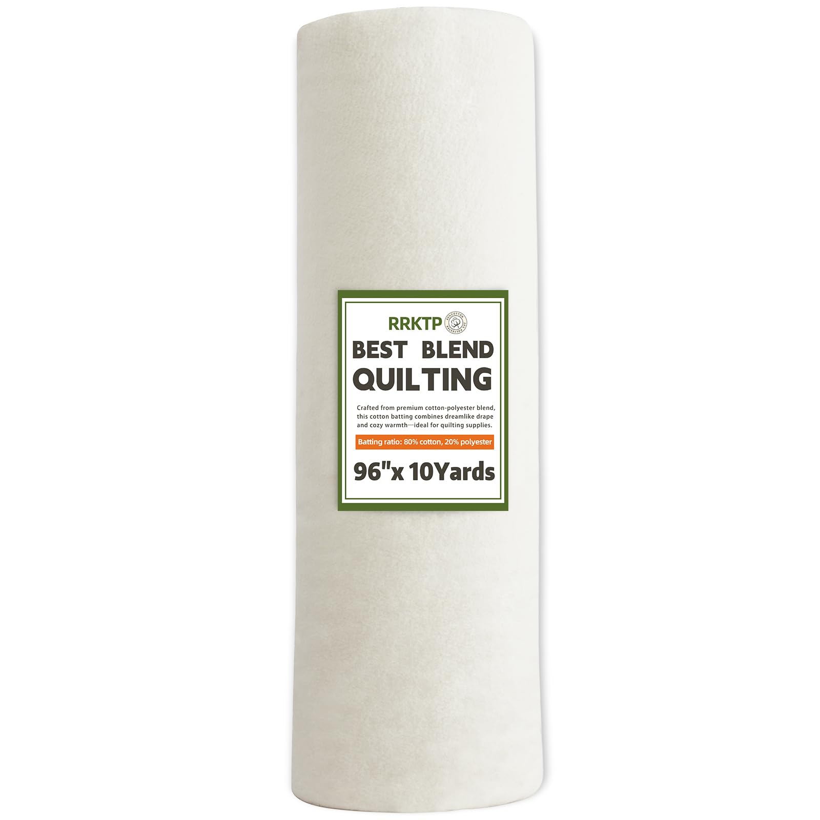 Photo 1 of RRKTP Cotton Quilt Batting by The Roll?80/20 Cotton/Polyester Blend Batting for Quilting,Warm Soft Natural Batting for Sewing,Stuffing for Crafts Handmade Quilts& Sewing Project-96 X 10 Yard
