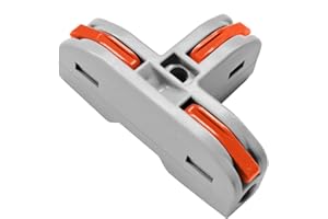 kuosbiu 20Pcs Lever Wire Nut Connectors, 3 Way Electrical Mini Fast Wire Splitter Quick Terminal Block T-Shape Connectors for Wiring (Orange)