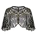 kayamiya Women's 1920s Shawl Sequin Beaded Art Deco Wedding Cape Evening Wrap
