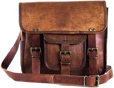 Goatter Leather Brown Multi-Compartment Laptop Sleeves/Briefcase/Messenger Bag/Laptop Bag for Boys and Girls