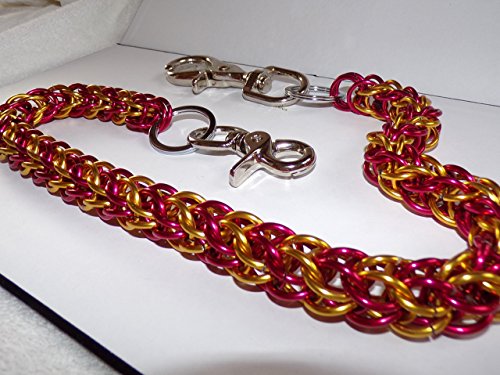 Custom Biker Wallet Chain, 30" SYLB Red & Gold Biker Chain - 30" in. Double Stainless Steel Snaps - Thumbnail 2