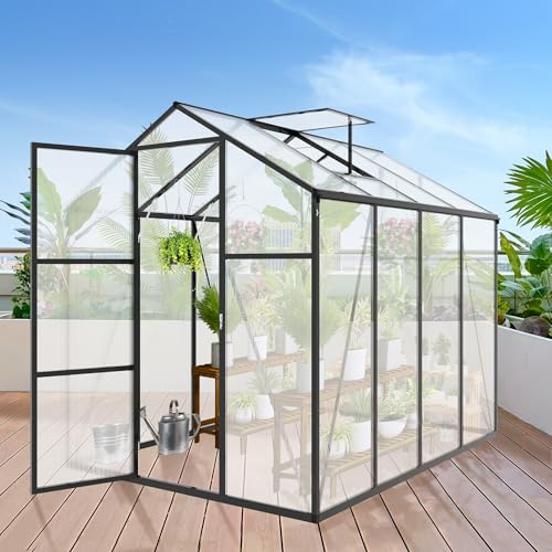 YOPTO 6x8 FT All Weather Greenhouses for Outdoor,Heavy Duty Polycarbonate Green…