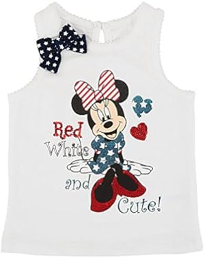 Baby Girls White 4th of July Minnie Mouse Dress Up Tank Top
