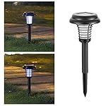 Mosquito Zapper Insect Killer, Feewer Solar Powered Electronic UV Bug Zapper -2 Modes Insect Mosquito Worm Killer - Stake in Ground Pathway Garden LED Lamp- Stinger for Mosquitoes/ Moths/Flies - Black