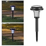Feewer Mosquito Zapper Insect Killer, Solar Powered Electronic UV Bug Zapper -2 Modes Insect Mosquito Worm Killer - Stake in Ground Pathway Garden LED Lamp- Stinger for Mosquitoes/Moths/Flies - Black