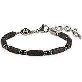 Casvia Chakra Protection Handmade Mens Bracelet with Obsidian and Hematite – Adjustable chain for easy wear mens jewelry Ideal gift for fathers yourself and friends