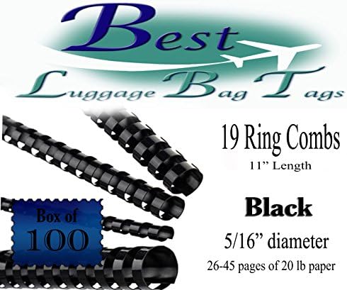 Black 5/16" Comb Binding Spines (19 Ring) 11" Length - Qty: 100