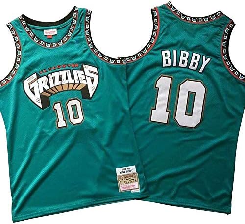 TTHU Men Women Basketball Fan Jersey - Memphis Grizzlies 10# Bibby Vintage Embroidered Jerseys for Outdoor Sports,XXL:185~190cm
