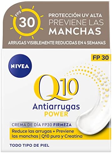 Q10 Power Antiarrugas Cuidado de Día FP30 (50 ml), crema hidratante antiarrugas, crema facial con protector solar, crema de día, crema facial reafirmante con Q10