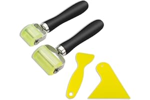 Car Sound Deadening Roller, Rubber Seam Roller,Vehicle Audio Sound Deadener Application Wheel Roller with 2 foil squeegees fo