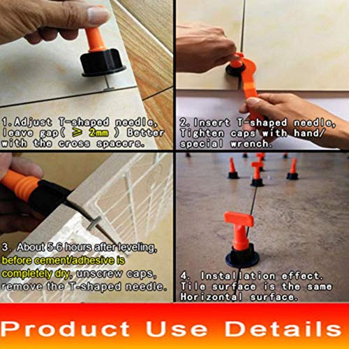 SKEMIX 100pc Reusable Tile Leveler Spacers with Special Wrench - Tile Leveling System for Floor and Wall Construction -T Shape Levelling Shim Flooring Alignment Leveller -Tile Positioning Tools Set