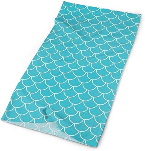 Fashion Teal Blue Mermaid Scales Seamless Headband UPF 30 High Performance Moisture Wicking Bandana Face Mask Balaclava of 100% Polyester Microfiber