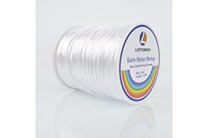 LUSTEMBER 330 Feet Satin Nylon String, 1 mm Silky Smooth Durable Nylon Cord for Jewelry Making, Bracelets, Beading, Necklaces, Macrame, Kumihimo, Rattail, and Chinese Knot Craft