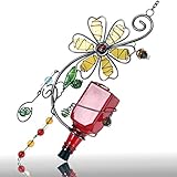 Metal Hummingbird Feeder Base.With Unique Flower Design, Vivid Colors And Hang Ring For Nectar Bottle.
