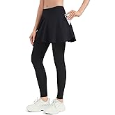 ANIVIVO Skirted Leggings for Women with Pockets, Tennis Yoga Pleated Skirt with Leggings