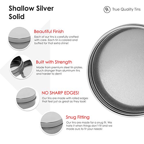 Mimi Pack 24 Pack Tins 1 oz Shallow Round Tins with Solid Slip Lids Empty Tin Containers Cosmetics Tins Party Favors Tins and Food Storage Containers (Silver) - Thumbnail 4
