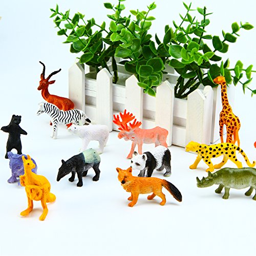 image for Aneco 82 Pieces Animals Figures Mini Jungle Animals Toys Set Realistic