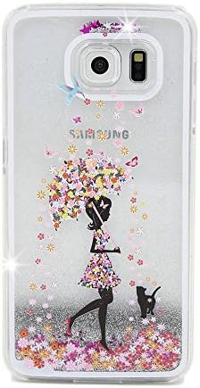 Galaxy S8 Quicksand Liquid Case, MACBOU Creative Bling Shine Glitter Sparkle Liquid Cute Flowing Floating Moving Sand Case for Samsung Galaxy S8 (Flower Rain)