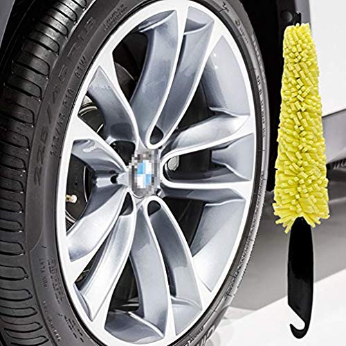 Voberry@ Sponge Car Wheel Cleaner Brush, Car Wash Sponges Tools, Plastic Handle Car Washing Brush Tire Rims, Vehicle, Motorcycle, Bicycle, Engine, Exhaust Tip (Yellow) (2)