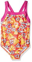 Speedo Girls One Piece Sporty Swimsuit Hearts (7)