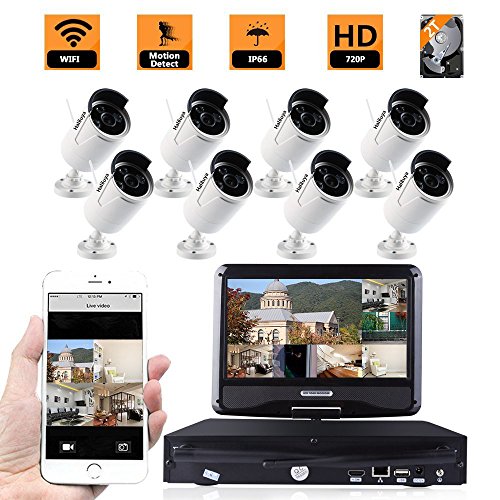 Click Here to See More Images ZY 8CH HD WiFi Wireless Indoor Outdoor Home Security Camera System with HDMI NVR with 10