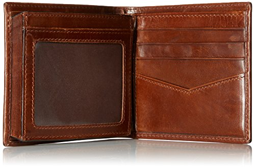 Fossil Men's RFID Blocking Ryan Bifold Wallet with Flip Id, Dark Brown, One Size