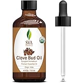 SVA Clove Bud Essential Oil Organic – 4 Fl Oz – 100% Natural Organic Clove Oil - for Diffuser, Hair Care, Face, Skin Care, Ar