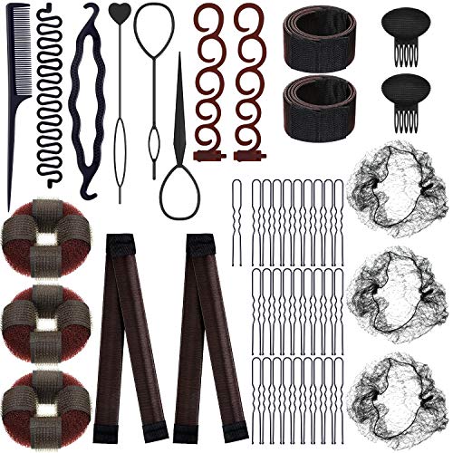 20 Pieces Hair Styling Accessories Hair Styling Braiding Tools Bun Maker Hair Ponytail Twist Tools for Girls Women DIY Hair Styles Favors