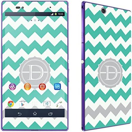Sony Xperia Z Ultra LTE C6806 Phone Skin - [SkinGuardz] Full Body Scratch Proof Vinyl Decal Sticker with [WallPaper] - [Mint Chevron D Monogram] for Sony Xperia Z Ultra LTE C6806