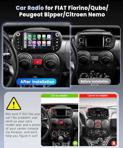 VECHTEL 4G+128G Android 15 Car Radio for Fiat Fiorino/Qubo/Peugeot Bipper/Citroen Nemo, 7 Inch IPS Screen Tactile co Carplay Android Car Wireless GPS Wi-Fi USB/Type-C Bluetooth FM RDS Rearview Camera