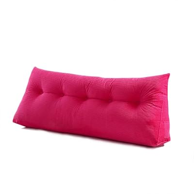 WOWMAX Triangular Reading Pillow Large Bolster Headboard Backrest Positioning Support Wedge Pillow for Day Bed Bunk Bed with Removable Cover Rose
