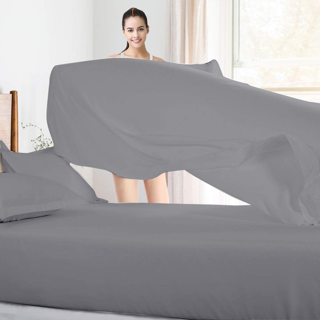 Balichun 6 Pack Flat Sheet Set -Premium Quality Sheet Soft and Breathable Wrinkle, Fade Resistant Bed Top Sheet for Hotel and Hospital Use,Twin Size Grey: Home & Kitchen
