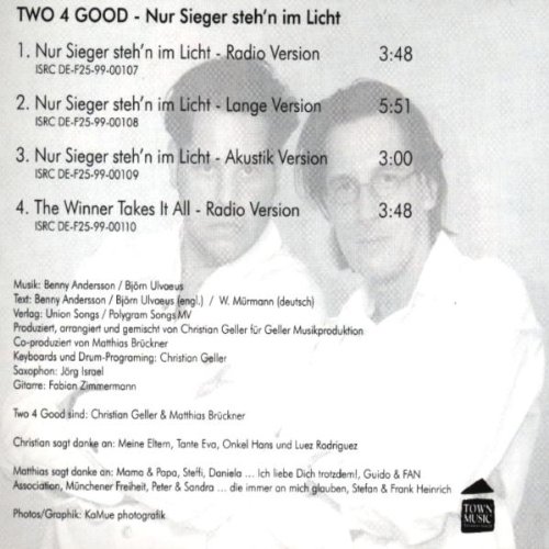 Two 4 Good - Nur Sieger Stehu0027n Im Licht - Town Music - dtm 01 245 