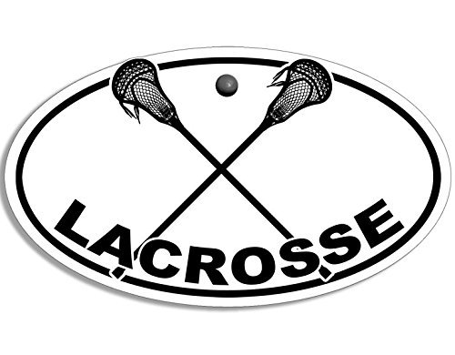 Oval LACROSSE With Crossed Sticks Logo Sticker (shaft ball decal)