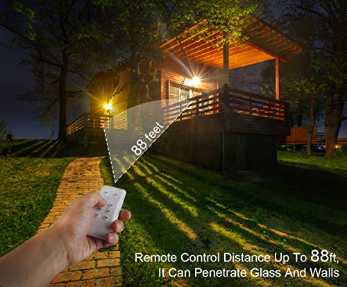Awanber Solar Powered Flood Lights with RF Remote Control, 1000 Lumens Solar Security FloodLight Outdoor Dusk to Dawn IP66 Waterproof, Double Colors Temperature Solar Light for Sign,Lawn,Garden,Farm - Thumbnail 3