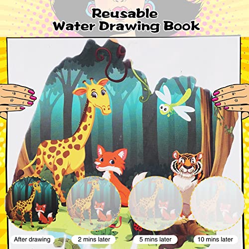 DMG TECH 6 Pack Water Coloring Magic Book, Magic Water Colouring Book with Pen, Toddlers Kids Reusable Painting Universe Coloring Book Boys Girls Educational Learning Toys Gifts