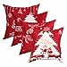 BLEUM CADE Pack of 4 Merry Christmas Throw Pillow Covers Christmas Tree Decorative Pillow Covers for Sofa Couch Bed and Car Throw Pillow Covers
